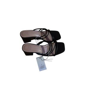 A new day Black heeled slip on sandals. Size 8